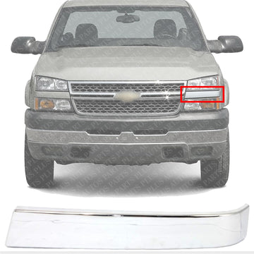 Front Grille Molding Chrome Left Driver Side Direct Replacement Compatible With 2003-2006 Chevrolet Silverado GM1212105 10397973
