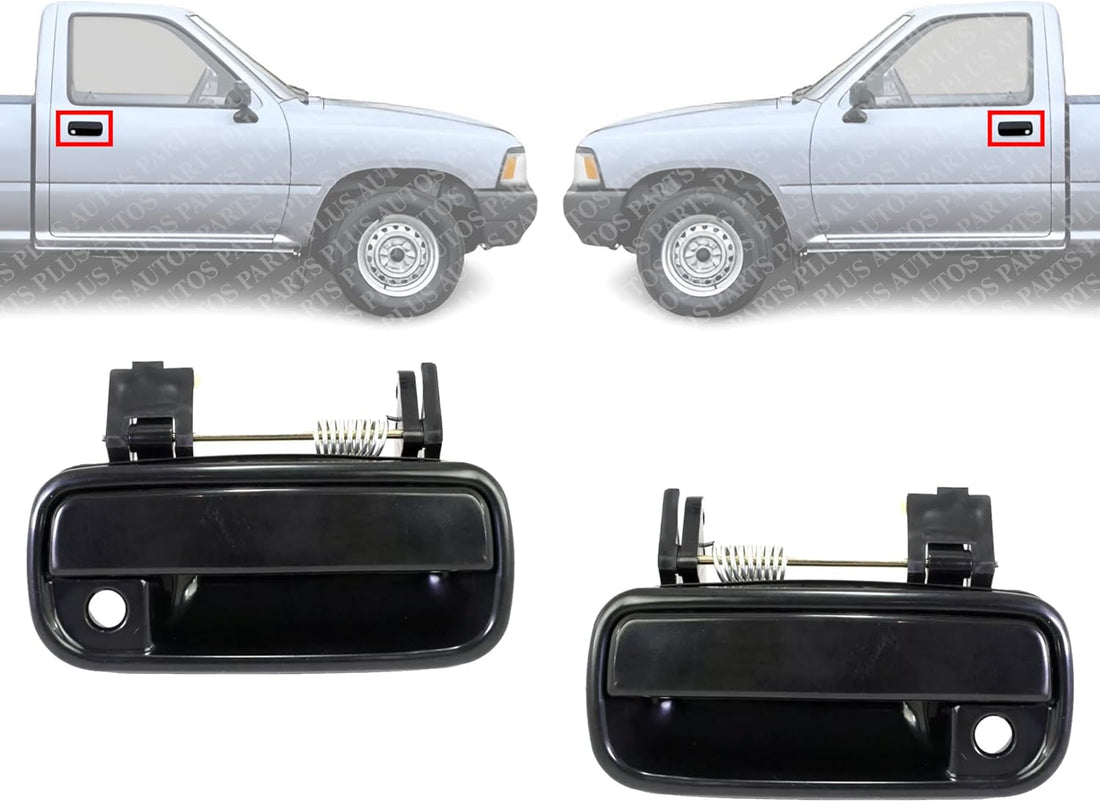 Set of 2 Front Exterior Door Handle Smooth Black Left Driver & Right Passenger Side Direct Replacement Compatible with 1989-1995 Toyota Pickup / 1990-1995 4Runner ‎6921089110-PFM