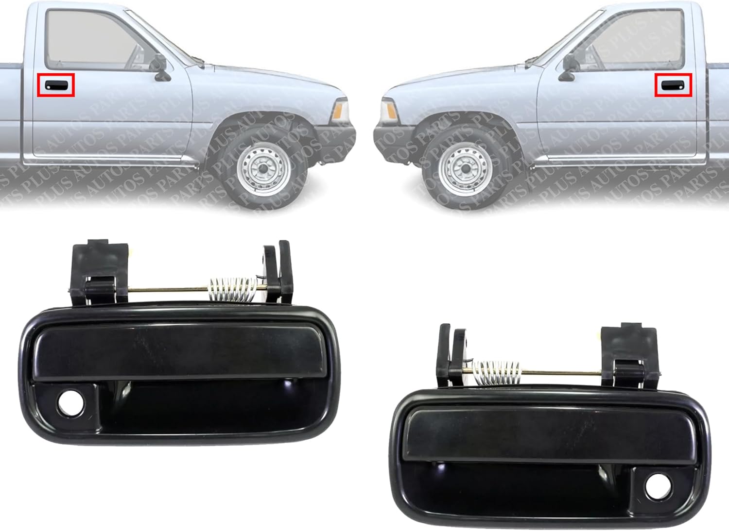 Set of 2 Front Exterior Door Handle Smooth Black Left Driver & Right Passenger Side Direct Replacement Compatible with 1989-1995 Toyota Pickup / 1990-1995 4Runner ‎6921089110-PFM