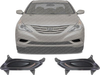 Set Of 2 Front Fog Light Cover Primed Plastic Left Driver & Right Passenger Side Direct Replacement Compatible With 2011-2013 Hyundai Sonata HY1039110 HY1038110 865243S000 865233S000