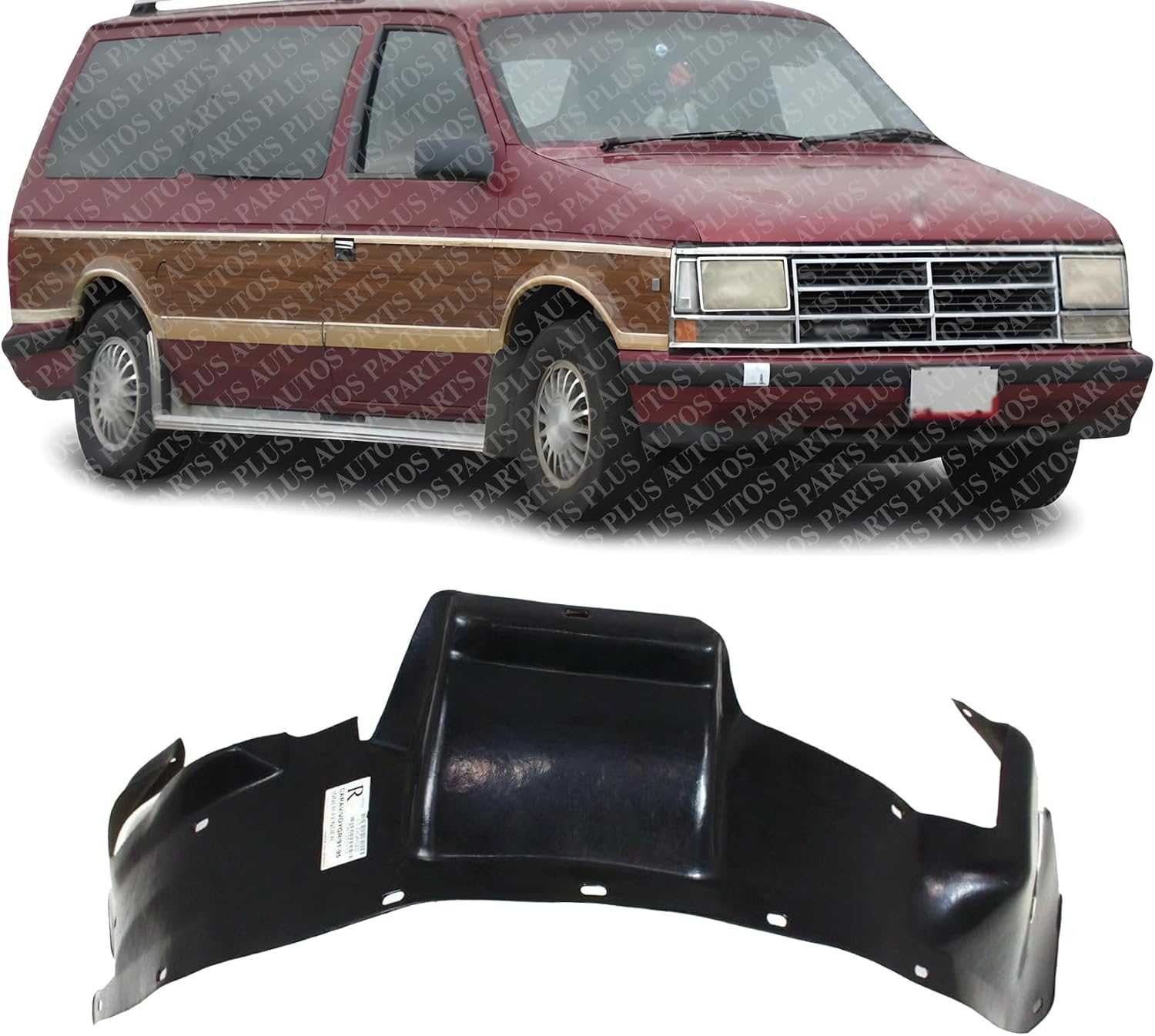 Front Fender Liner Right Passenger Side Direct Replacement Compatible With 1984-1995 Dodge Caravan/Chrysler Town & Country CH1251113 4673344