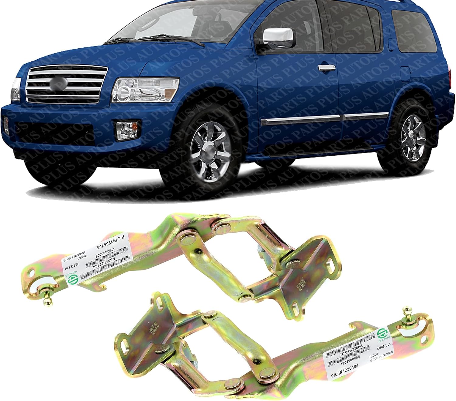 Set of 2 Front Hood Hinge Steel Right Passenger & Left Driver Side Direct Replacement Compatible with 2004-2010 Infiniti QX56 / 2004-2015 Nissan Armada/Titan IN1236103 IN1236104
