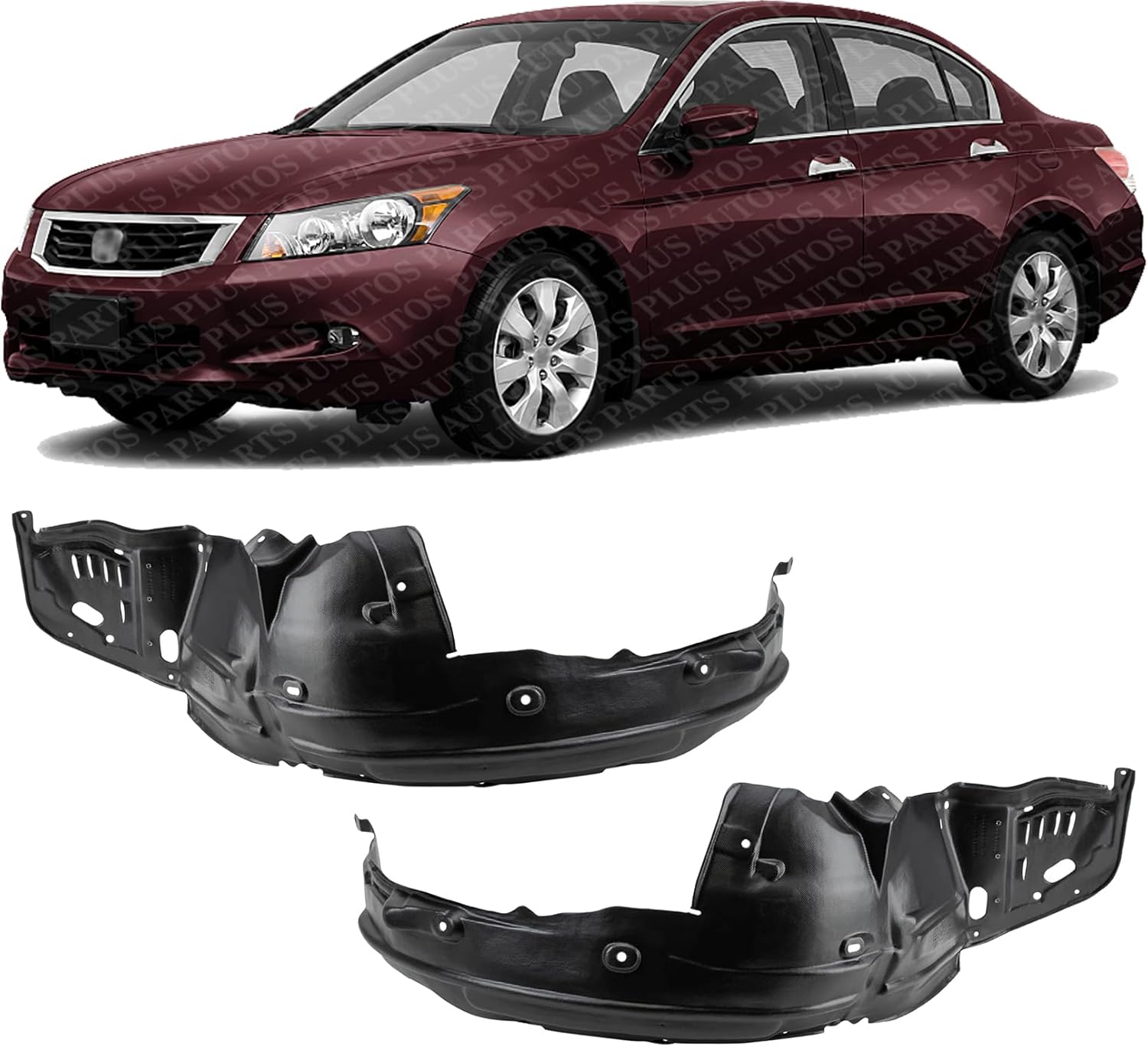 Set Of 2 Front Fender Liner Right Passenger & Left Driver Side Direct Replacement Compatible With 2008-2012 Honda Accord HO1249131 HO1248131 74100TE0A01 74150TE0A01