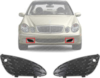 Set Of 2 Front Fog Light Outer Cover Primed Plastic Left Driver & Right Passenger Side Direct Replacement Compatible With 2003-2006 Mercedes Benz E-Class MB1039110 MB1038111