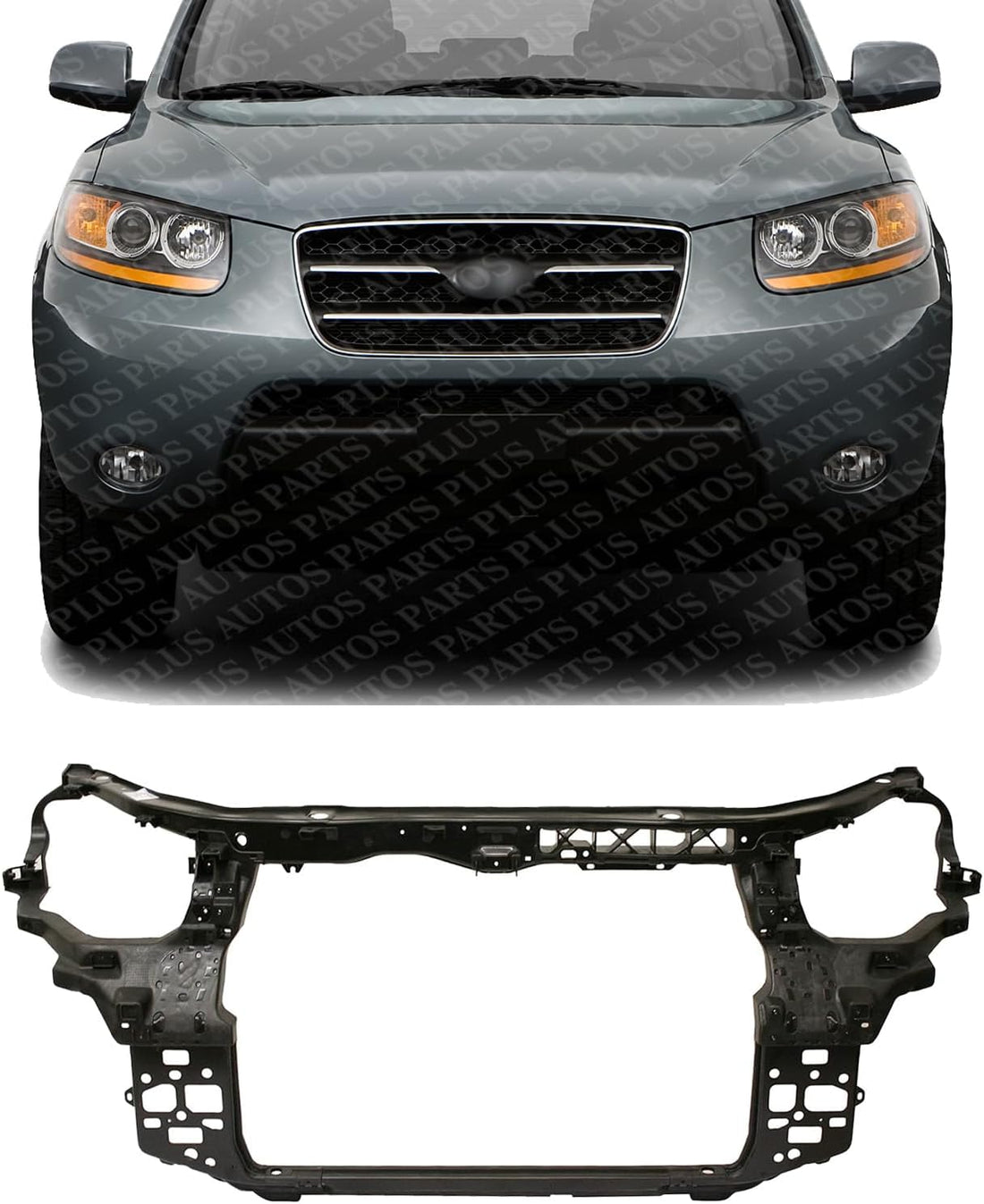 Front Radiator Support Assembly Plastic With Steel Direct Replacement Compatible With 2007-2009 Hyundai Santa Fe HY1225151 641012B000AS