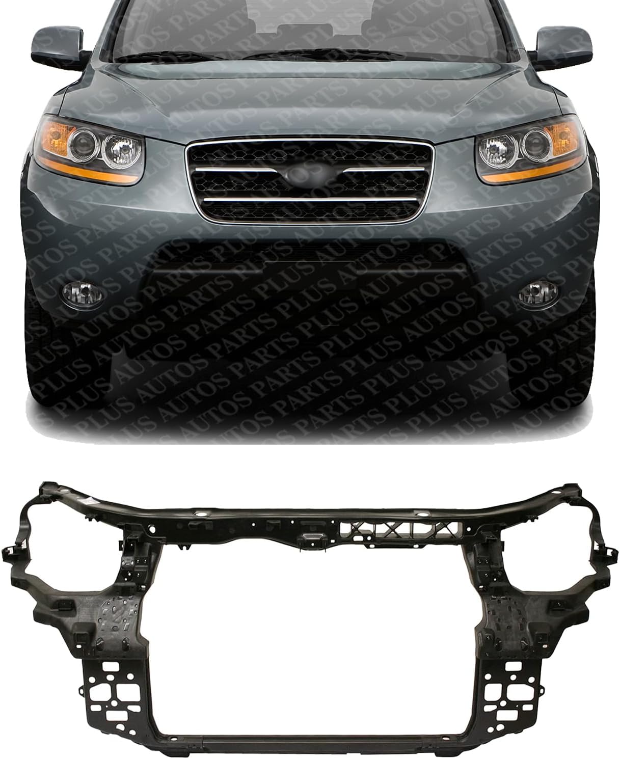 Front Radiator Support Assembly Plastic With Steel Direct Replacement Compatible With 2007-2009 Hyundai Santa Fe HY1225151 641012B000AS