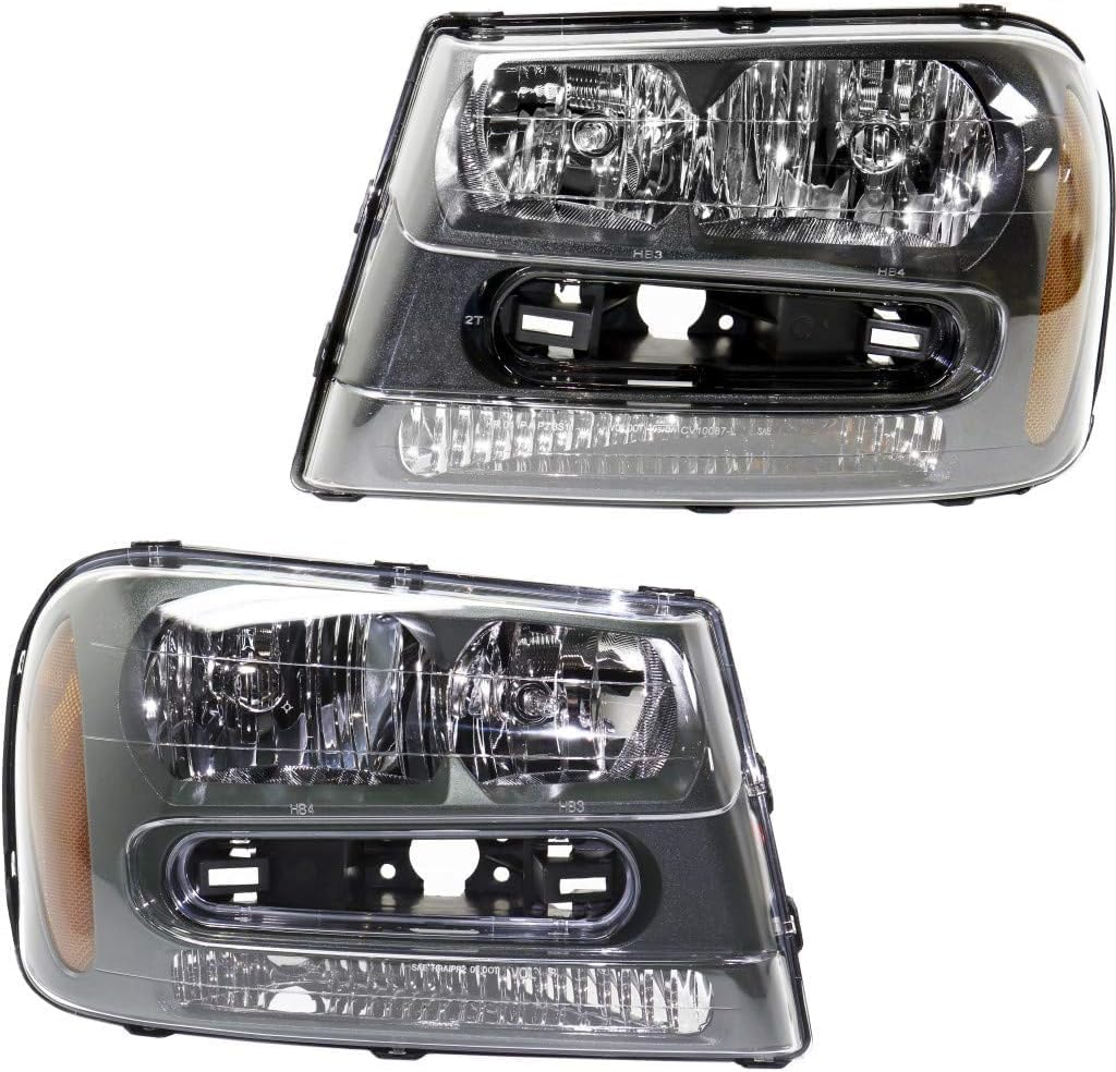 Set Of 2 Front Head Light Composite Assembly Right Passenger & Left Driver Side Direct Replacement Compatible With 2002-2009 Chevrolet Trailblazer GM2503213 GM2502213 25970915
