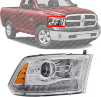 Front Head Light Assembly Right Passenger Side Direct Replacement Compatible With 2013-2015 Ram 1500 2500 3500 CH2503244 68093216AB
