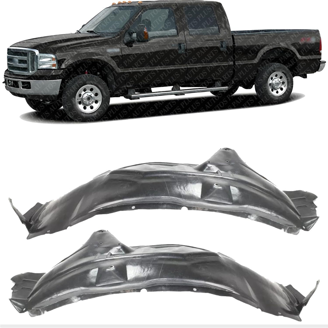 AUTOS PARTS PLUS Set Of 2 Front Fender Liners Left Driver & Right Passenger Side Direct Replacement Compatible With 1999-2007 Ford F-Series Super Duty FO1246108 FO1247108 4C3Z16054AA 5C7Z16055AA