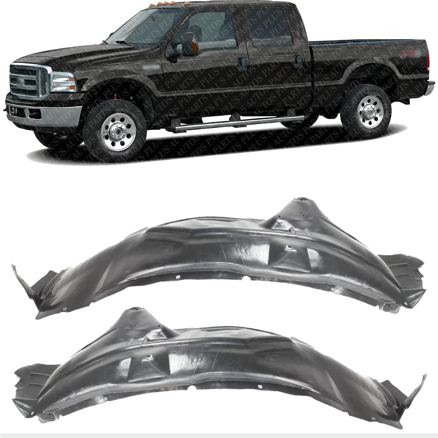 AUTOS PARTS PLUS Set Of 2 Front Fender Liners Left Driver & Right Passenger Side Direct Replacement Compatible With 1999-2007 Ford F-Series Super Duty FO1246108 FO1247108 4C3Z16054AA 5C7Z16055AA