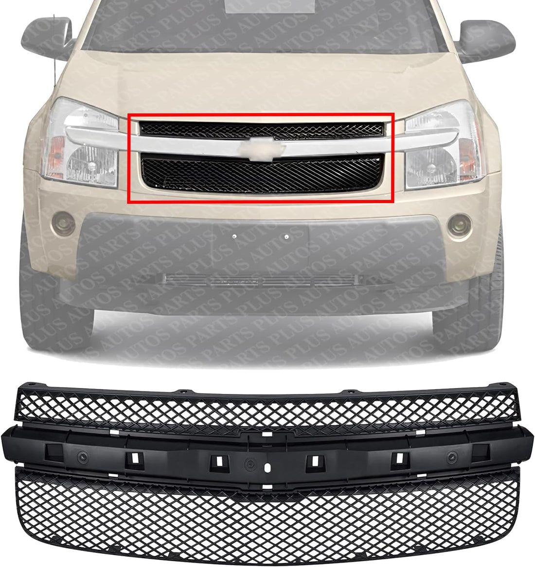 Front Grille Primed Shell And Insert Without Center Bar Plastic Direct Replacement Compatible With 2005-2009 Chevrolet Equinox GM1200527 5481230