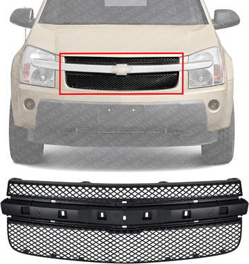 Front Grille Primed Shell And Insert Without Center Bar Plastic Direct Replacement Compatible With 2005-2009 Chevrolet Equinox GM1200527 5481230