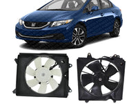 Set of 2 Front Radiator Cooling Fan Assembly Plastic Left Driver & Right Passenger Side Direct Replacement Compatible with 2012-2015 Honda Civic HO3115158 HO3115159