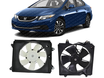 Set of 2 Front Radiator Cooling Fan Assembly Plastic Left Driver & Right Passenger Side Direct Replacement Compatible with 2012-2015 Honda Civic HO3115158 HO3115159