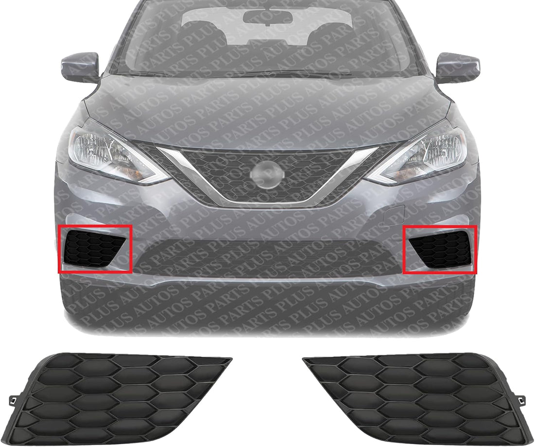 Set Of 2 Front Fog Light Cover Left Driver & Right Passenger Side Direct Replacement Compatible With 2016-2019 Nissan Sentra NI1039142 NI1038142 622564AF0B 622564AF0B