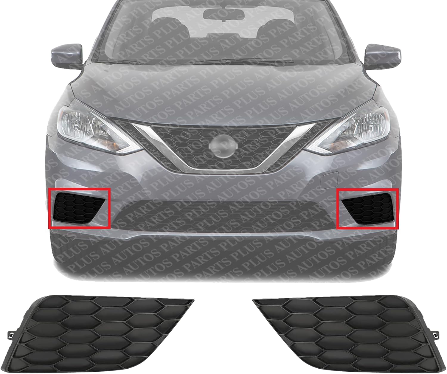 Set Of 2 Front Fog Light Cover Left Driver & Right Passenger Side Direct Replacement Compatible With 2016-2019 Nissan Sentra NI1039142 NI1038142 622564AF0B 622564AF0B