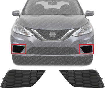 Set Of 2 Front Fog Light Cover Left Driver & Right Passenger Side Direct Replacement Compatible With 2016-2019 Nissan Sentra NI1039142 NI1038142 622564AF0B 622564AF0B