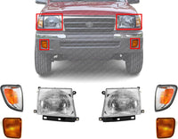 Front Head Light + Corner & Signal Lamp Set Of 6 Left Driver & Right Passenger Side Direct Replacement Compatible With 1998-2000 Toyota Tacoma 4WD TO2503120 TO2502120 TO2520154