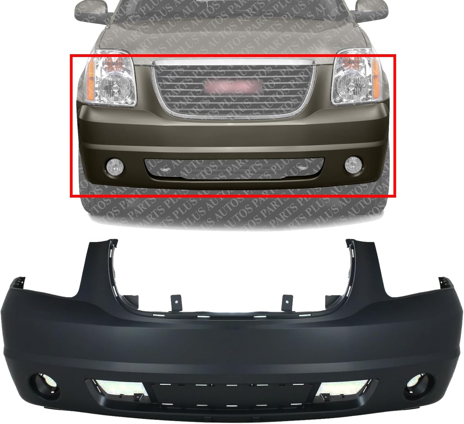 Front Bumper Cover Primed Direct Replacement Compatible With 2007-2014 GMC Yukon GM1000818 25890766