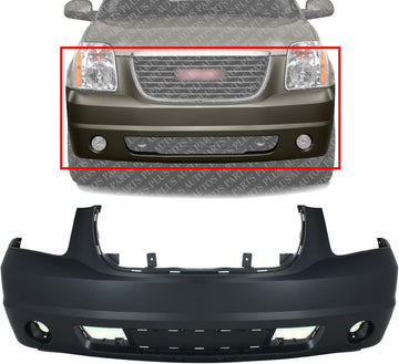 Front Bumper Cover Primed Direct Replacement Compatible With 2007-2014 GMC Yukon GM1000818 25890766