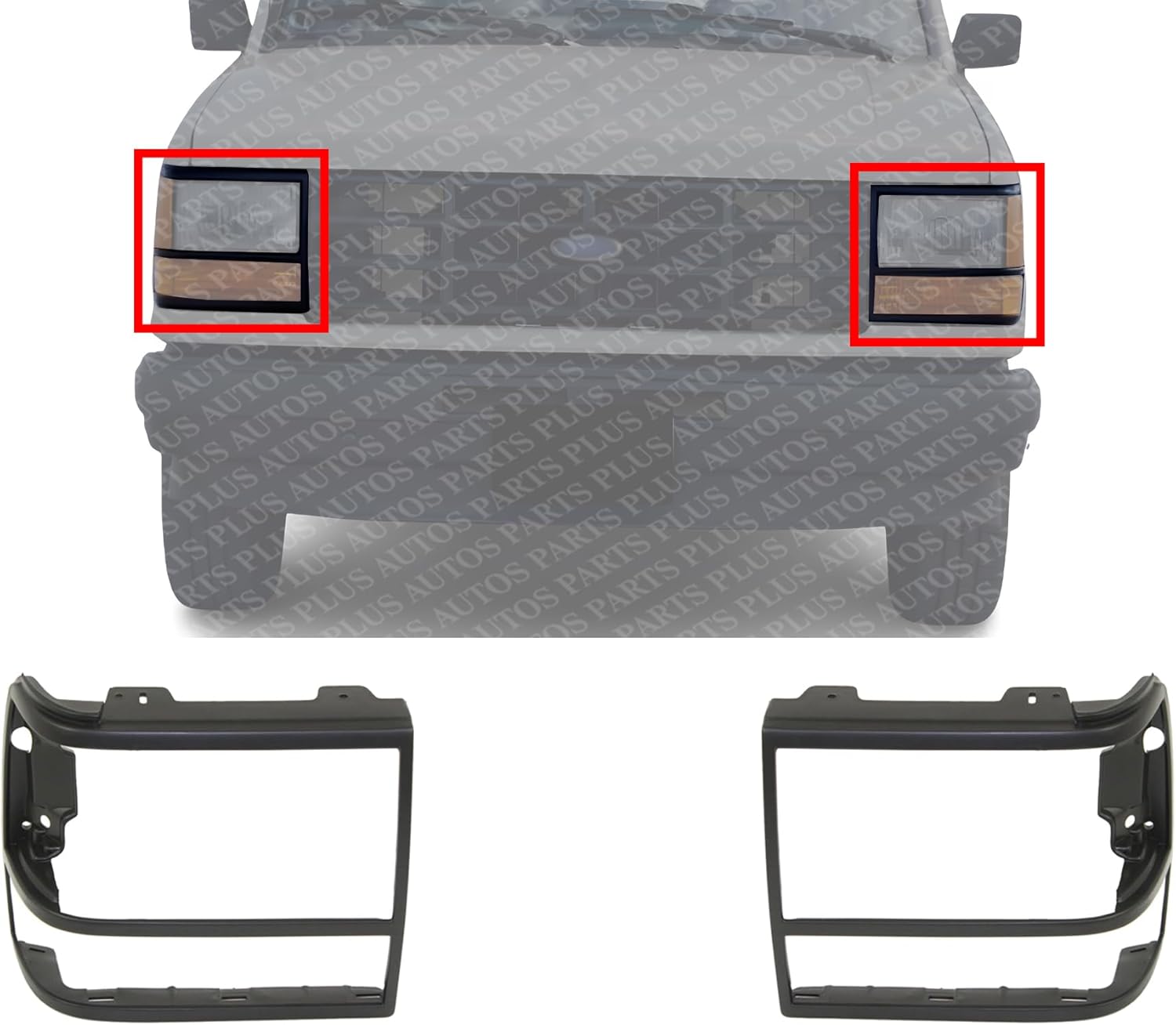 SET Of 2 Front Head Light Door Bezel Black Left Driver & Right Passenger Side Direct Replacement Compatible With 1998-1992 Ford Ranger / 1991-1994 Explorer FO2513110 FO2512112