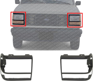SET Of 2 Front Head Light Door Bezel Black Left Driver & Right Passenger Side Direct Replacement Compatible With 1998-1992 Ford Ranger / 1991-1994 Explorer FO2513110 FO2512112
