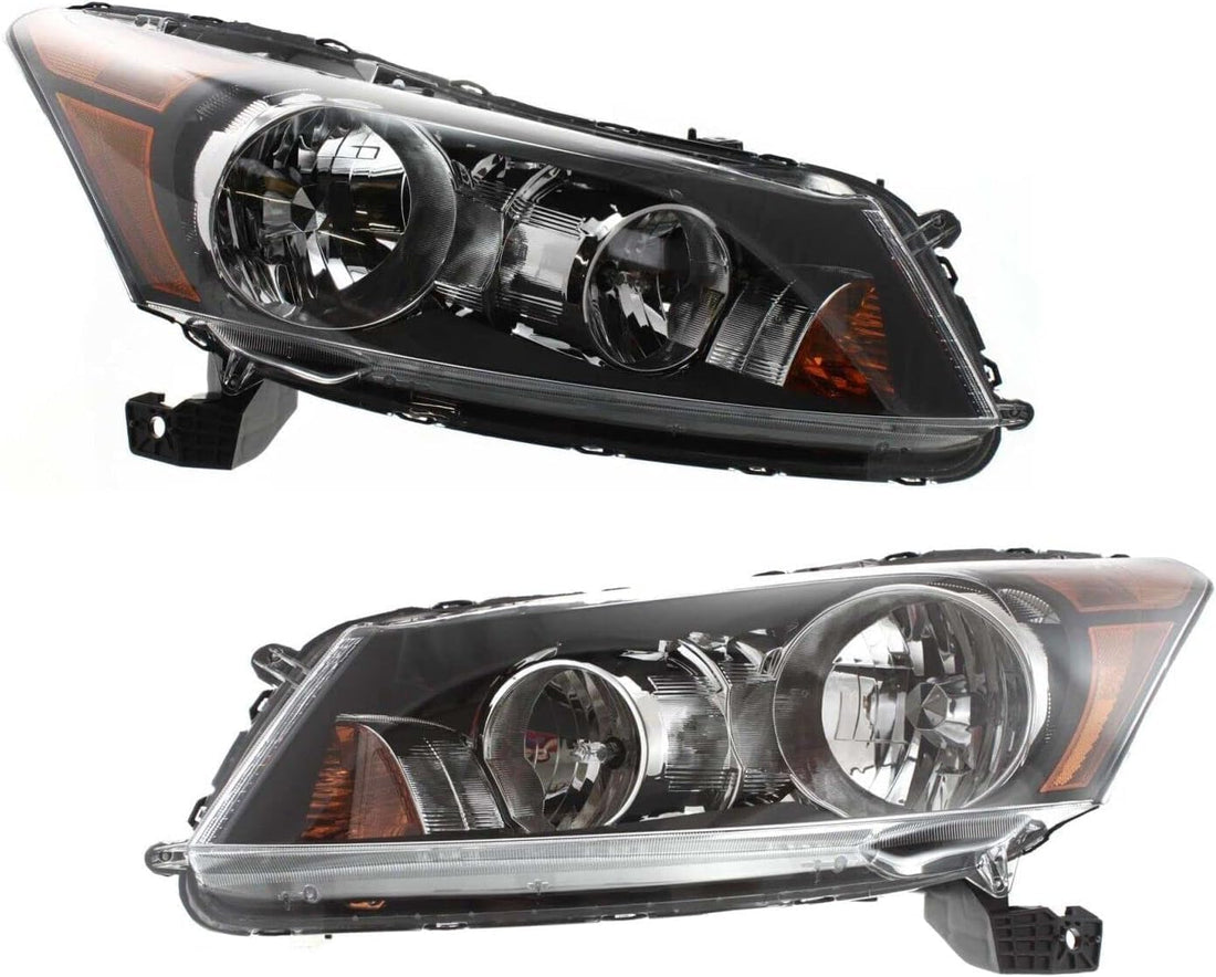 Set Of 2 Front Head Light Assembly Halogen Right Passenger & Left Driver Side Direct Replacement Compatible With 2008-2012 Honda Accord HO2502130 HO2503130 33150TA0A01 33100TA0A01