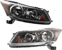 Set Of 2 Front Head Light Assembly Halogen Right Passenger & Left Driver Side Direct Replacement Compatible With 2008-2012 Honda Accord HO2502130 HO2503130 33150TA0A01 33100TA0A01