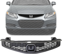 Front Grille Assembly Primed Shell And Insert Direct Replacement Compatible With 2012-2013 Honda Civic HO1200209 71121TS8A01