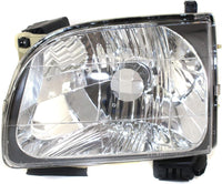 Front Grille Primed Shell & Insert + Headlights + Fillers + Corner Lamps Left Driver And Right Passenger Side Direct Replacement Compatible With 2001-2004 Toyota Tacoma
