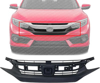 Front Bumper Grille Textured Shell And Insert Plastic Direct Replacement Compatible With 2016-2018 Honda Civic HO1200231 71121TBAA01