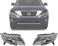 Set Of 2 Front Head Light Assembly Plastic Left Driver & Right Passenger Side Direct Replacement Compatible With 2013-2016 Nissan Pathfinder NI2503221 NI2502221 260103KA0B 260603KA0B