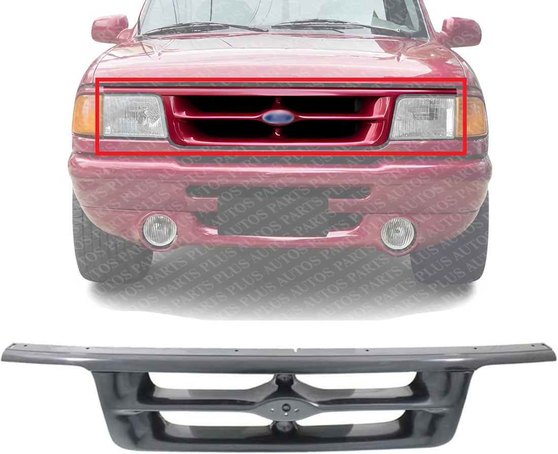 Front Grille Primed Shell And Insert Direct Replacement Compatible With 1995-1997 Ford Ranger FO1200309 F57Z8200BA