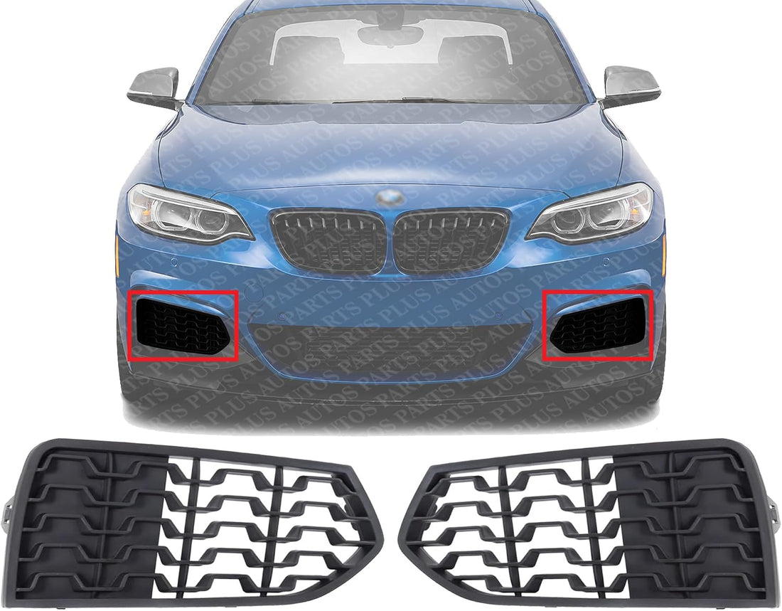 Set Of 2 Front Fog Light Cover Textured Left Driver & Right Passenger Side Direct Replacement Compatible With 2014-2021 BMW 2-Series BM1039158 BM1038158 51118056798 51118056797