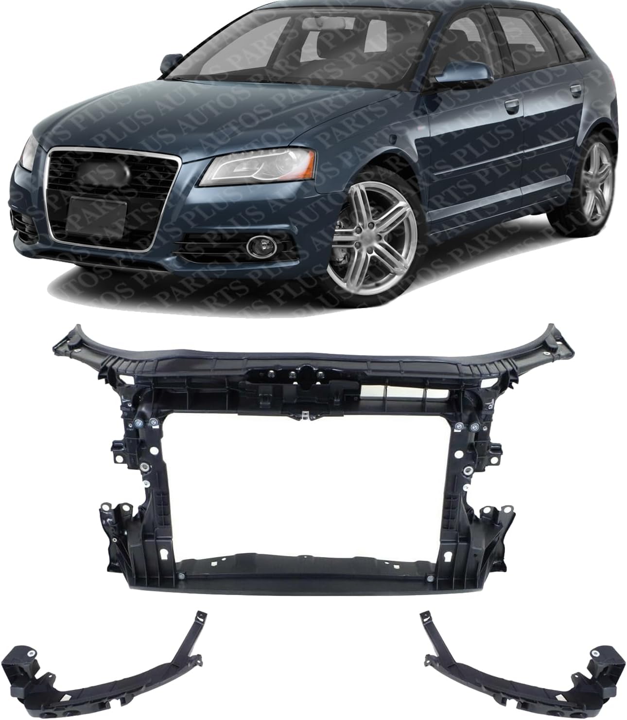Front Radiator Support Assembly Plastic With Steel Direct Replacement Compatible With 2009-2013 Audi A3 AU1225126 8P0805588L