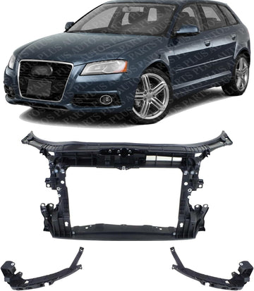 Front Radiator Support Assembly Plastic With Steel Direct Replacement Compatible With 2009-2013 Audi A3 AU1225126 8P0805588L