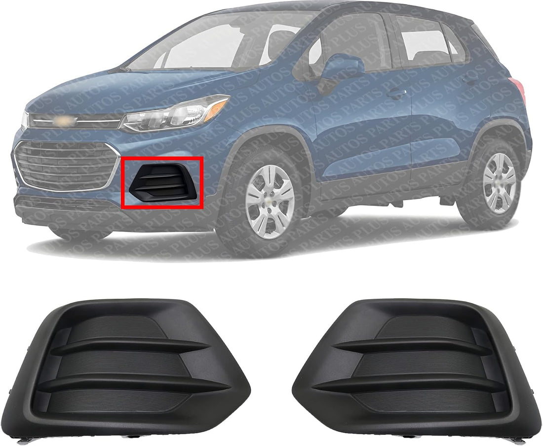 Set Of 2 Front Fog Light Cover Textured Left Driver & Right Passenger Side Direct Replacement Compatible With 2017-2022 Chevrolet Trax GM1039226 GM1038226 42537708 42537707
