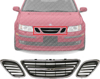 AUTOS PARTS PLUS Set Of 3 Front Center Grille + Left Driver & Right Passenger Side Chrome Shell & Black Insert Direct Replacement Compatible With 2003-2007 Saab 9-3 SB1200103 SB1200104 SB1200102