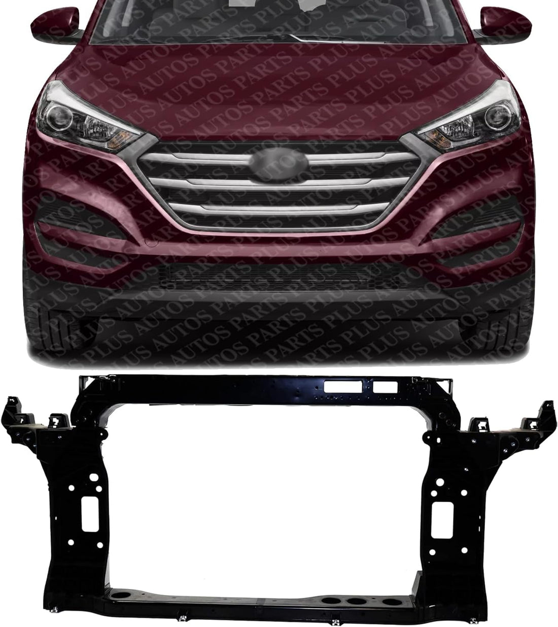 Front Radiator Support Assembly Plastic With Steel Direct Replacement Compatible With 2016-2021 Hyundai Tucson HY1225201 64101D3000