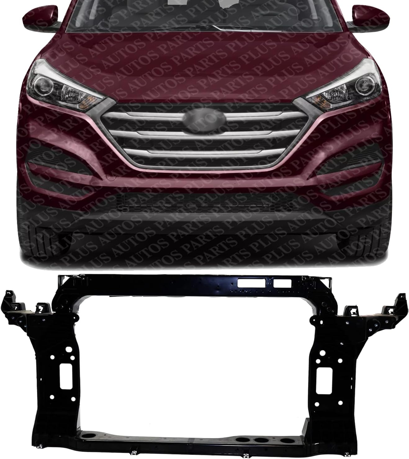 Front Radiator Support Assembly Plastic With Steel Direct Replacement Compatible With 2016-2021 Hyundai Tucson HY1225201 64101D3000