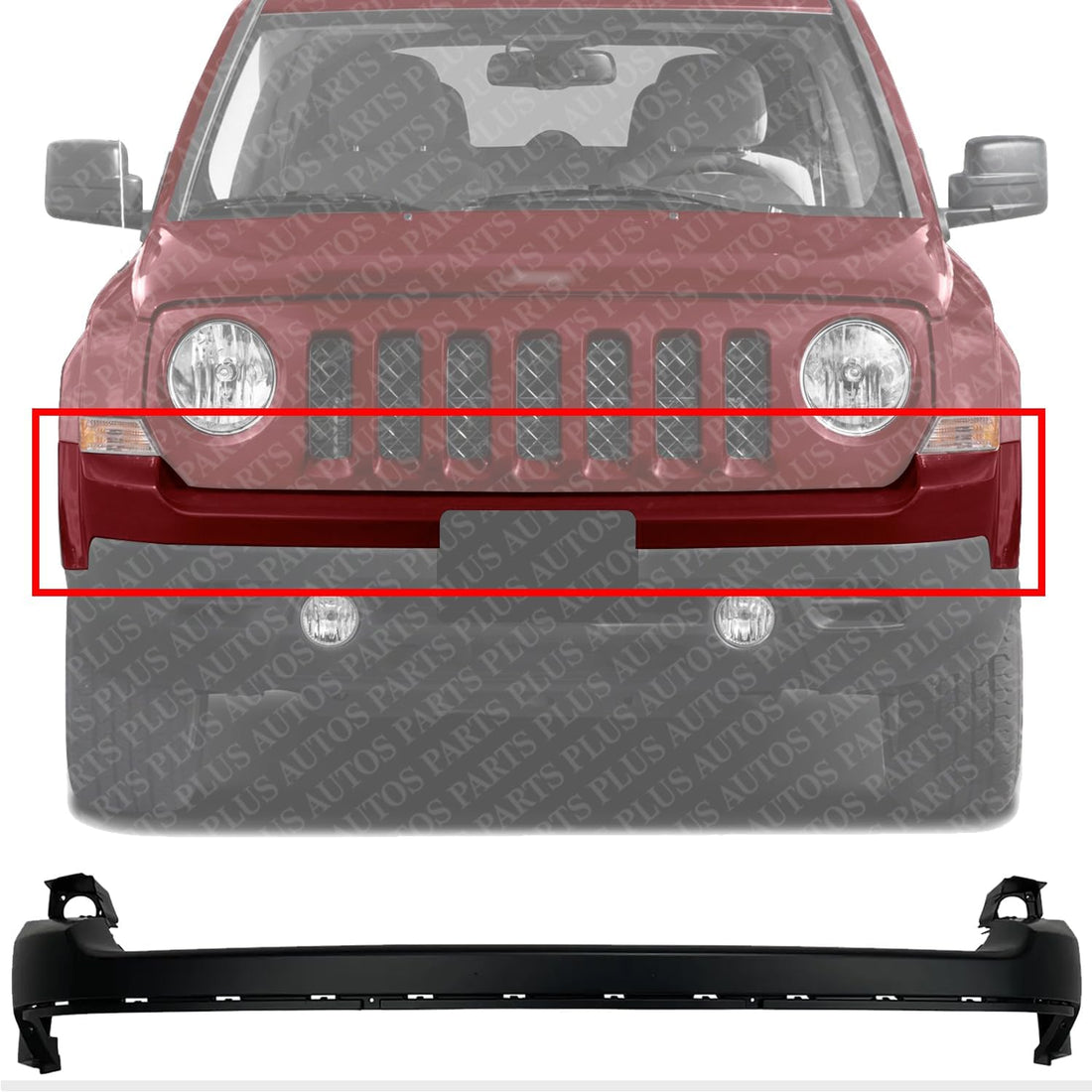 Front Bumper Upper Cover Primed Direct Replacement Compatible With 2011-2017 Jeep Patriot CH1014103 68091521AA