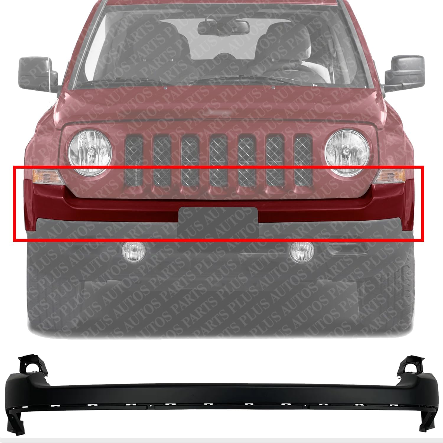 Front Bumper Upper Cover Primed Direct Replacement Compatible With 2011-2017 Jeep Patriot CH1014103 68091521AA