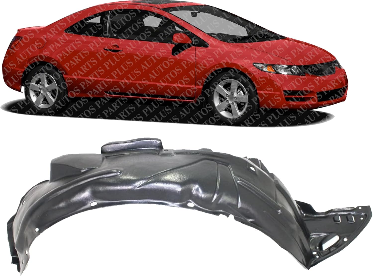 Front Fender Liner Right Passenger Side Direct Replacement Compatible With 2006-2011 Honda Civic HO1249130 HO1251106 74101SVBA00 74101SVAA00