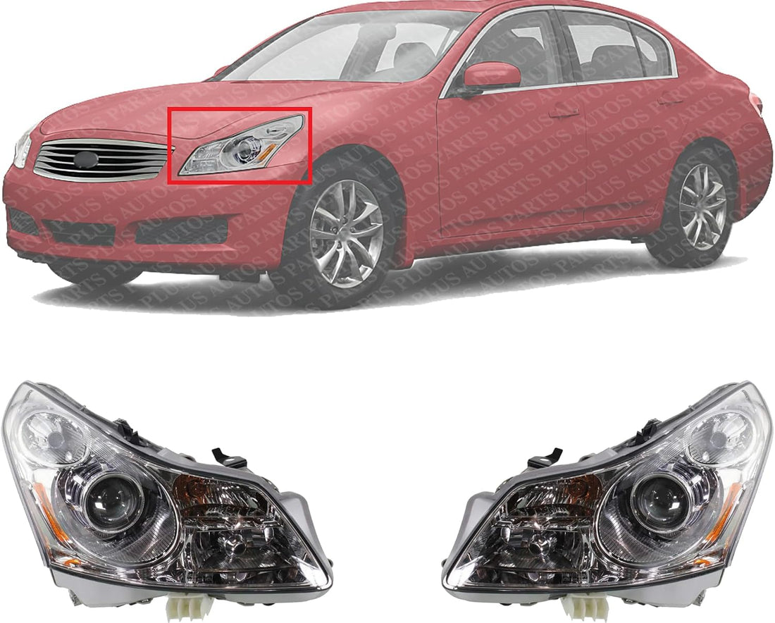 Set Of 2 Front Head Light Assembly Right Passenger & Left Driver Side Direct Replacement Compatible With 2007-2008 Infiniti G35 IN2502137 IN2503137 26060JK60C 26010JK60C