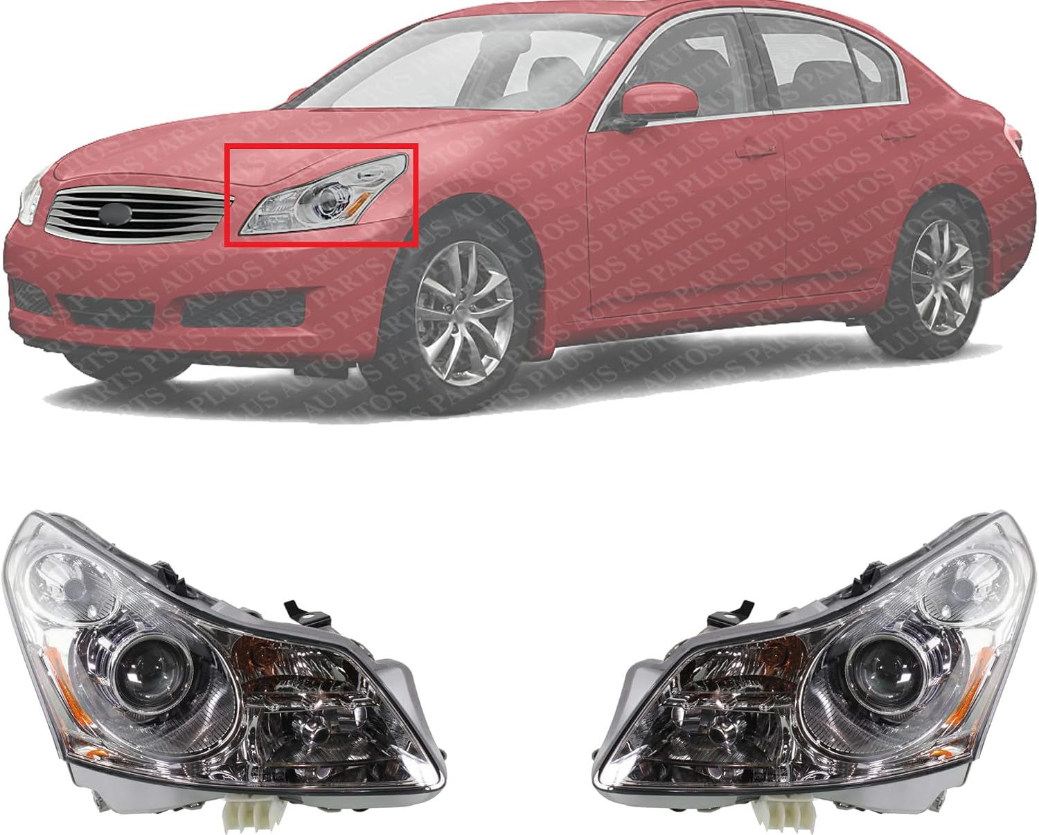 Set Of 2 Front Head Light Assembly Right Passenger & Left Driver Side Direct Replacement Compatible With 2007-2008 Infiniti G35 IN2502137 IN2503137 26060JK60C 26010JK60C
