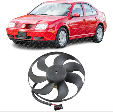 Front Radiator Cooling Fan Assembly Direct Replacement Compatible With 1999-2006 Volkswagen Golf / 1999-2005 Jetta / 2000-2006 Audi TT Quattro VW3117105 6X0959455F