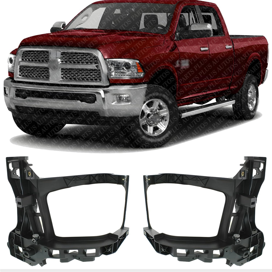 AUTOS PARTS PLUS Set Of 2 Front Radiator Support Bracket Left Driver & Right Passenger Side Direct Replacement Compatible With 2013-2018 Dodge Ram 1500 2500 3500 CH1225257 CH1225256 68222828AA