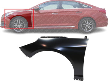 Front Fender Primed Steel Left Driver Side Direct Replacement Compatible With 2015-2017 Hyundai Sonata HY1240161 66311C1000