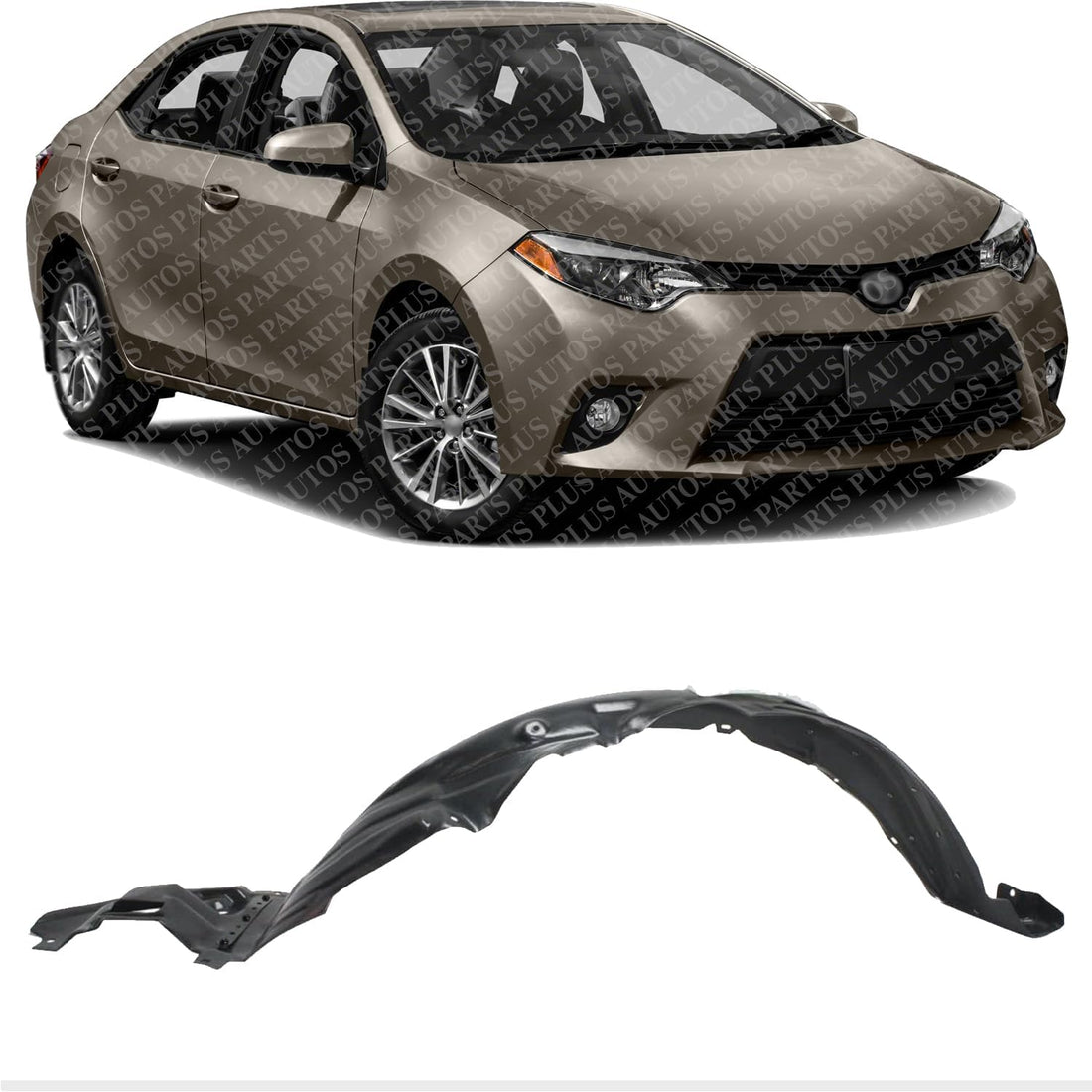 Front Fender Liner Vacuum Form Right Passenger Side Direct Replacement Compatible with 2014-2016 Toyota Corolla TO1249178 5387502460