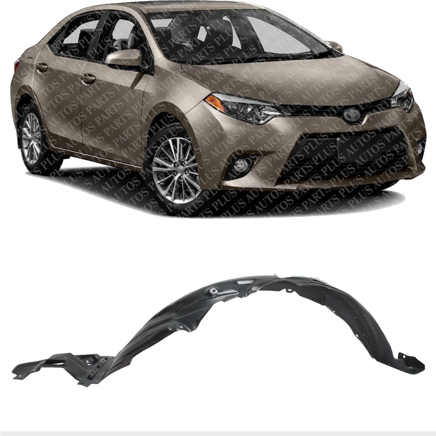 Front Fender Liner Vacuum Form Right Passenger Side Direct Replacement Compatible with 2014-2016 Toyota Corolla TO1249178 5387502460